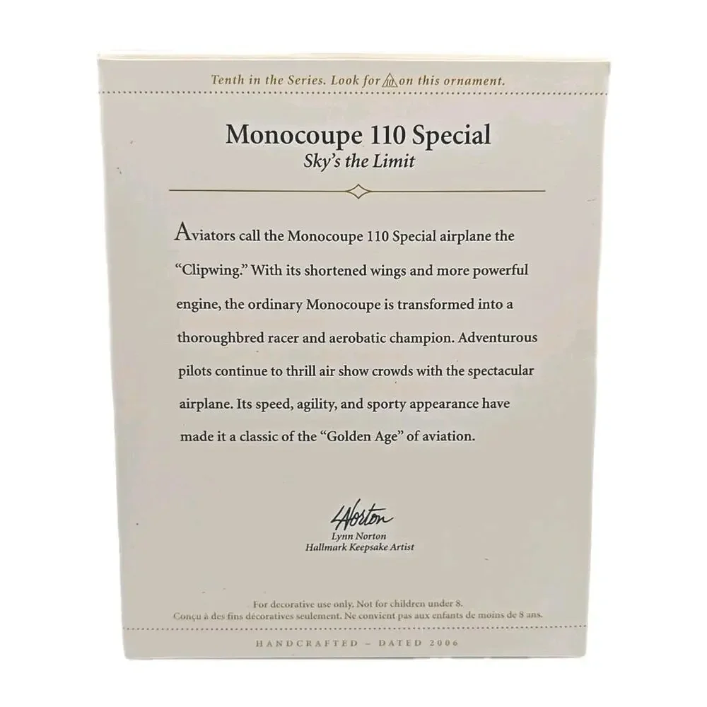 2006 Hallmark‎ Ornament Monocoupe 110 Special Sky's The Limit New U67